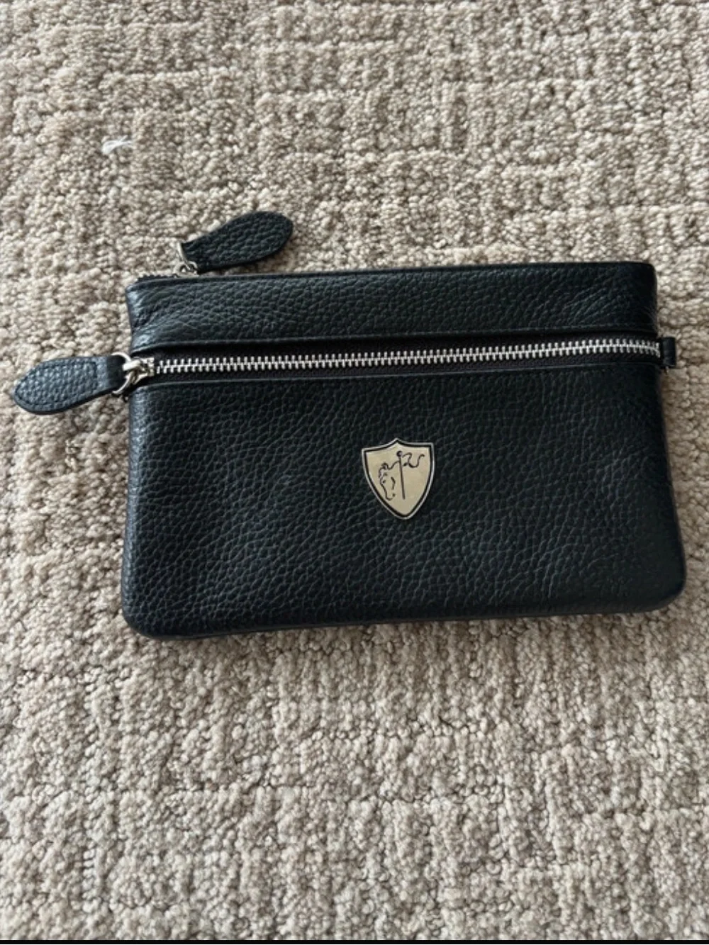 Black Knight Genuine Leather Rider’s Belt Wallet / Double Zip Wristlet